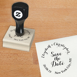 Create Custom Elegant Script Save the Date Wedding Rubber Stamp
