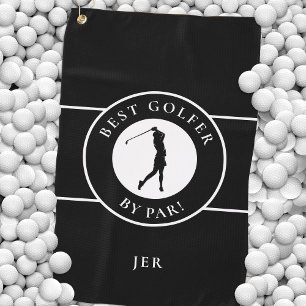 Create Custom Fun Golf Lover Modern Golfer Black Golf Towel