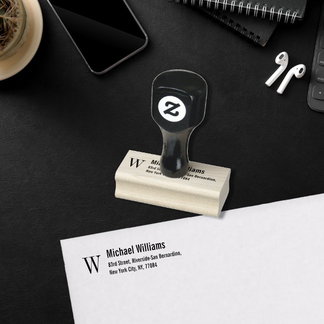 Create Custom Monogram Modern Name Return Address Rubber Stamp (Create Custom Monogram Modern Name Return Address Rubber Stamp)