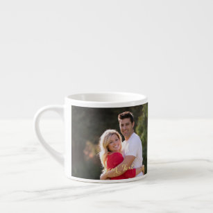 Create Custom Personalized 2 Photo Text Monogram Espresso Cup