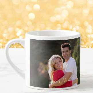 Create Custom Personalized 2 Photo Text Monogram Espresso Cup