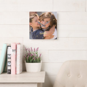Create Custom Personalized Baby Kids Photo Name Square Wall Clock