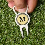 Create Custom Personalized Black Gold Monogrammed Divot Tool<br><div class="desc">Custom, personalized, modern black monogram monogrammed on faux gold background, golf bartender divot tool with ball marker and bottle opener, made of a durable metal construction and featuring a magnetic ball marker slot that holds a ball marker securely in place. Simply type in your initials / monogram, to customize. Make...</div>