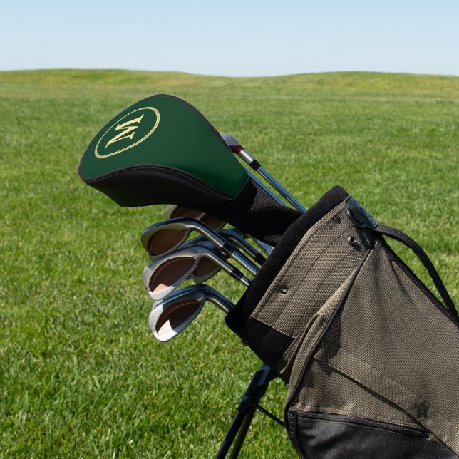 Create Custom Personalized Green Gold Monogrammed Golf Head Cover (In Situ)