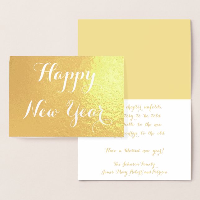 Create Custom Personalized Happy New Year Greeting Foil Card (Display)