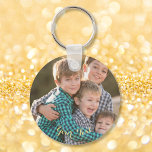 Create Custom Personalized Photo Round Keyring<br><div class="desc">Create your own custom, personalized, round photo keychain / keyring. Simply add your photo and text, to customize. While you add / design, you'll be able to see a preview of your creation, throughout. The keyring features text in elegant faux gold typography script. Makes a great gift for birthday, graduation,...</div>