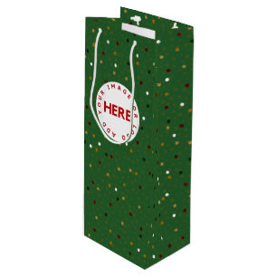 Create Custom Photo or Logo Modern Green Christmas Wine Gift Bag