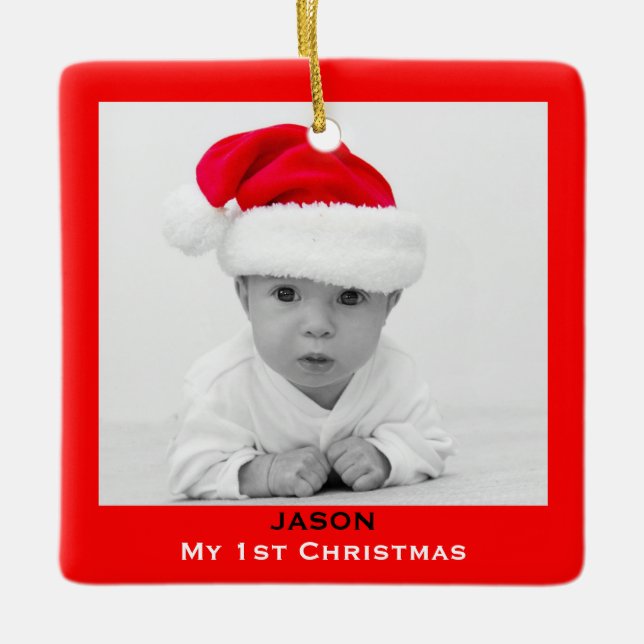 Create Custom Photo Ornament | Baby 1st Christmas (Front)