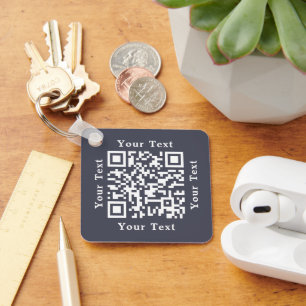 Create Custom QR Code Scan Business Company Logo Keychain