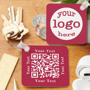 Create Custom QR Code Text Business Company Logo Keychain