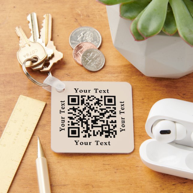 Create Custom Scan QR Code Business Company Logo Keychain (Desk)