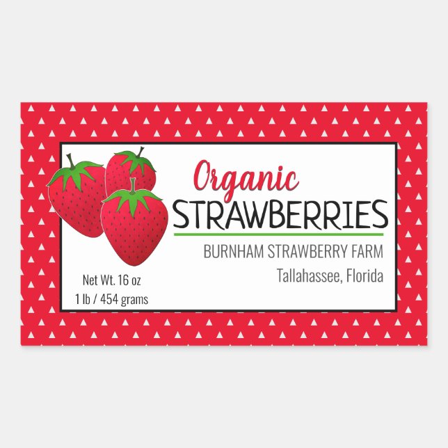 Create Custom Strawberry Food Packaging Sticker (Front)