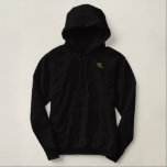 Create Custom Womens Faux Gold Monogram Warm Black Embroidered Hoodie<br><div class="desc">Create your own custom, personalized, comfortable, warm, toasty, womens embroidered monogram / initials pullover hoodie sweatshirt. Simply type in your initial / monogram, to customize. Makes a great custom gift, for sister, daughter, mother, wife, girlfriend, grandma, godmother, goddaughter, grandmother, granddaughter, bride, bridesmaid, niece, cousin, aunt, mom, daughter in law, mother...</div>