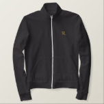 Create Custom Womens Faux Gold Monogrammed Black Embroidered Jacket<br><div class="desc">Create your own custom, personalized, comfortable, breathable, extra thick, warm, sturdy, durable, slim fit, 100% California fleece cotton, womens embroidered monogram / initials American Apparel zip jogger jacket. Simply type in your initial / monogram, to customize. Makes a great custom gift, for sister, daughter, mother, wife, girlfriend, grandma, godmother, goddaughter,...</div>