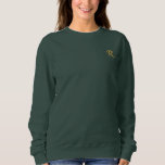 Create Custom Womens Faux Gold Monogrammed Green Embroidered Sweatshirt<br><div class="desc">Create your own custom, personalized, comfortable, plush, durable, womens embroidered monogram / initials long-sleeve classic crewneck sweatshirt. Simply type in your initial / monogram, to customize. Makes a great custom gift, for sister, daughter, mother, wife, girlfriend, grandma, godmother, goddaughter, grandmother, granddaughter, bride, bridesmaid, niece, cousin, aunt, mom, daughter in law,...</div>