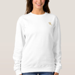 Create Custom Womens Gold Monogram Crewneck Embroidered Sweatshirt