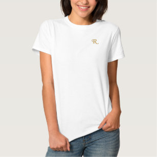 Create Custom Womens Gold Monogram Initials Cotton Embroidered Shirt