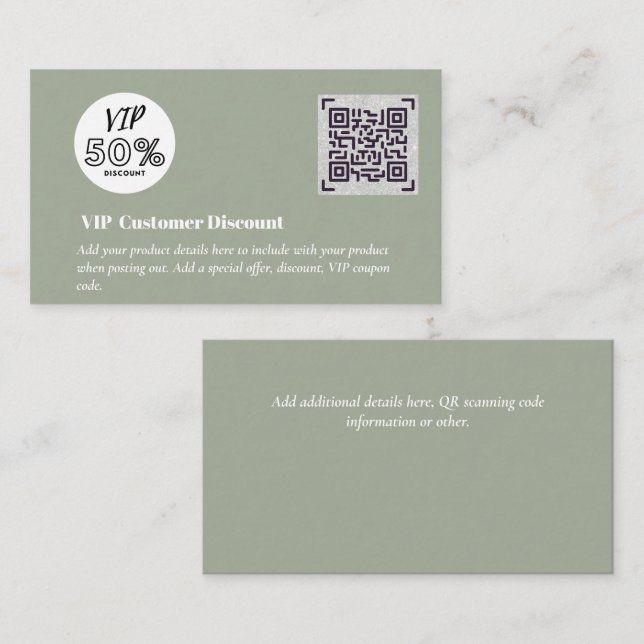 Create Customer VIP Discount Packaging QR Codes Enclosure Card (Front/Back)