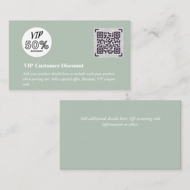 Create Customer VIP Discount Packaging QR Codes Enclosure Card (Front/Back)