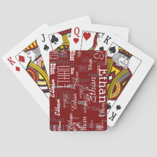 Create Dark Red Playing Cards with Name