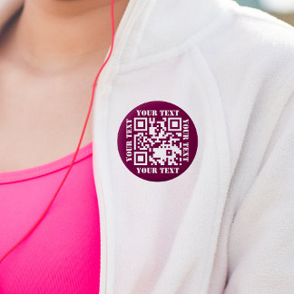 Create Dark Rose Pink Website URL Scan Me QR Code  2 Inch Round Button