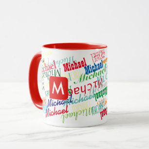 create / design your own name pattern red mug
