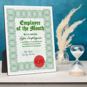 Create Employee of the Month Award Certificate Plaque