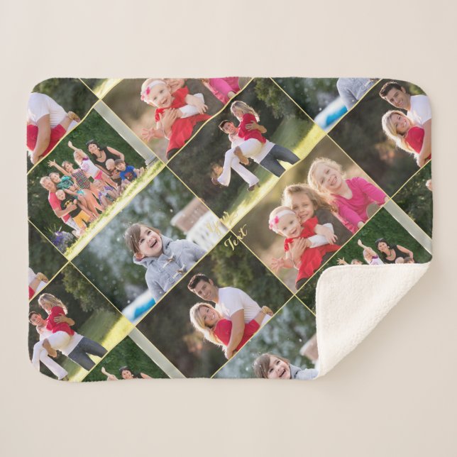 Create Family Kids Pets Wedding 5 Photo Collage Sherpa Blanket (Front (Horizontal))