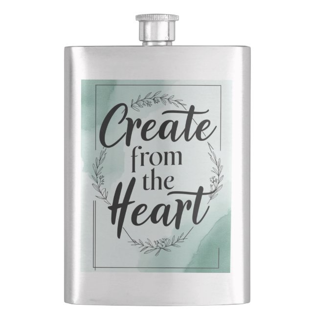 Create From he Heart option 2 Hip Flask (Front)