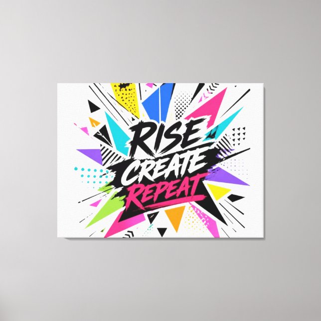 Create Grow Repeat Motivational Typography – Colou Canvas Print (Front)