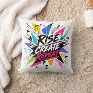 Create Grow Repeat Motivational Typography – Colou Throw Pillow