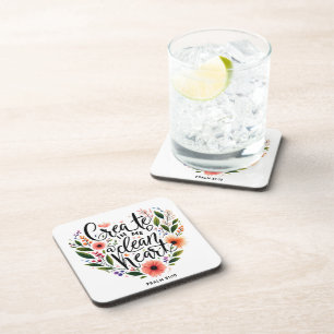 Create in Me a clean Heart floral Coaster