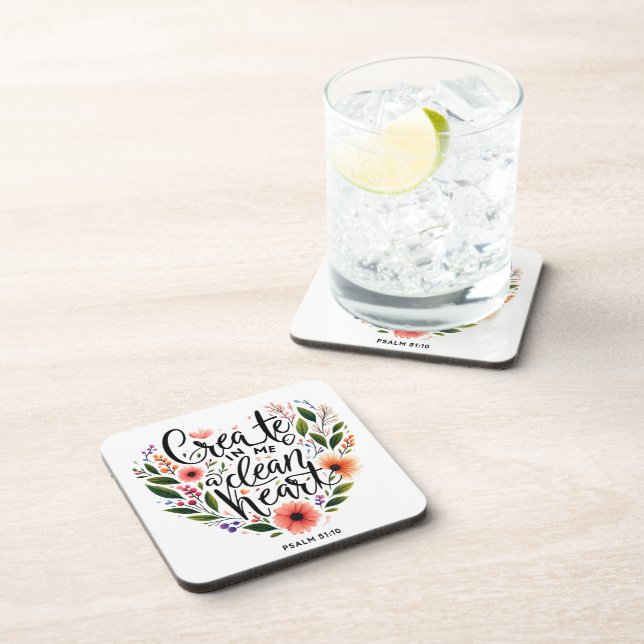 Create in Me a clean Heart floral Coaster (Right Side)