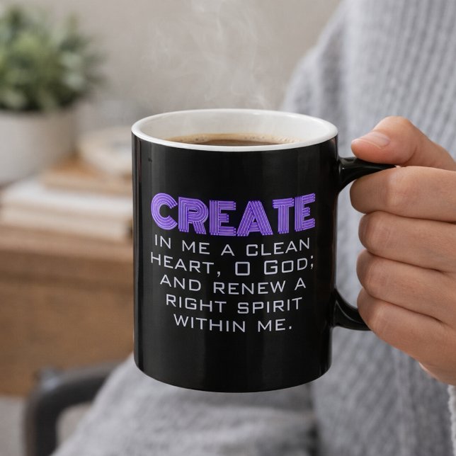 Create In Me A Pure Heart Neon Purple Coffee Mug (Creator Uploaded)