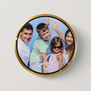 Create it yourself family script Gold Frame Photo 2 Inch Round Button