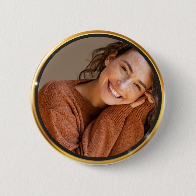 Create it yourself Gold Frame Photo 2 Inch Round Button (Front)