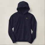 Create Mens Custom Gold Monogram Warm Navy Blue Embroidered Hoodie<br><div class="desc">Create your own custom, personalized, comfortable, warm, toasty, mens embroidered golden monogram / initials navy blue pullover hoodie sweatshirt. Simply type in your initial / monogram, to customize. Makes a great custom gift, for brother, son, father, husband, boyfriend, grandpa, godfather, godson, grandfather, grandson, groom, groomsman, nephew, cousin, uncle, dad, best...</div>