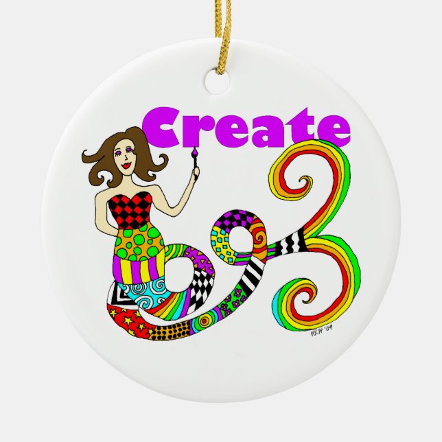 Create Mermaid Ceramic Ornament (Front)