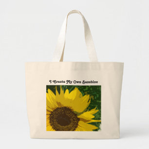 Create My Own Sunshine Yellow Sunflower Floral Large Tote Bag