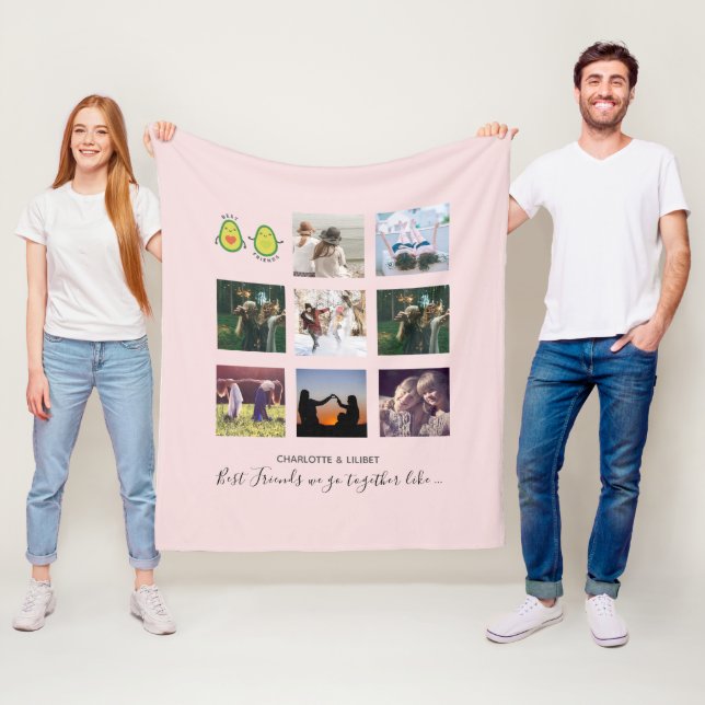 Create Own BFF Photo Collage gifts - Vegan Avocado Fleece Blanket (In Situ)
