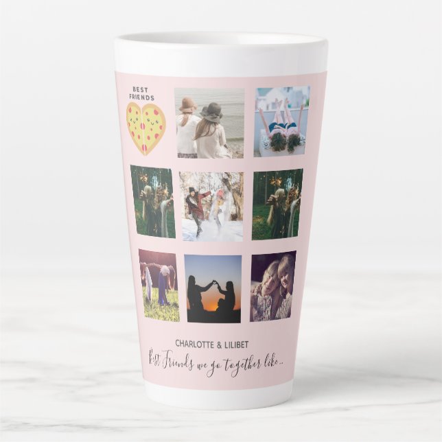 Create Own BFF Photo Collage Pizza Gift Latte Mug (Front)