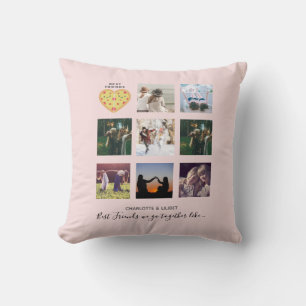 Create Own BFF Photo Collage Pizza Gift Throw Pillow