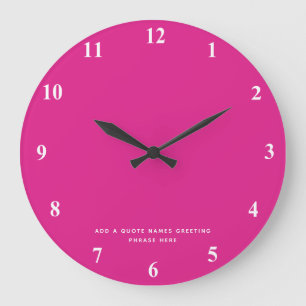 Create Own CERISE PINK Custom Text Personalized Large Clock