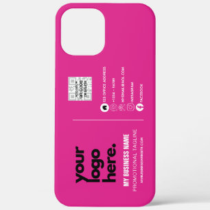 Create Own CERISE PINK QR CODE Business Card Logo  iPhone 12 Pro Max Case