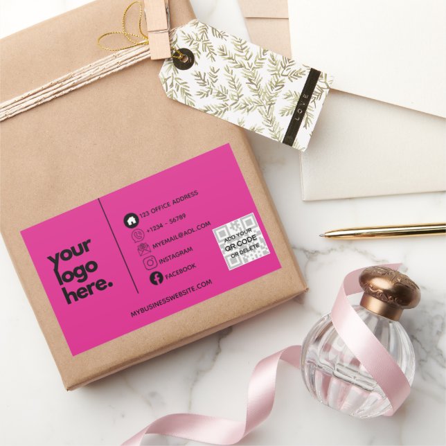 Create Own CERISE PINK QR CODE Business Card Logo  Sticker (Gifting)