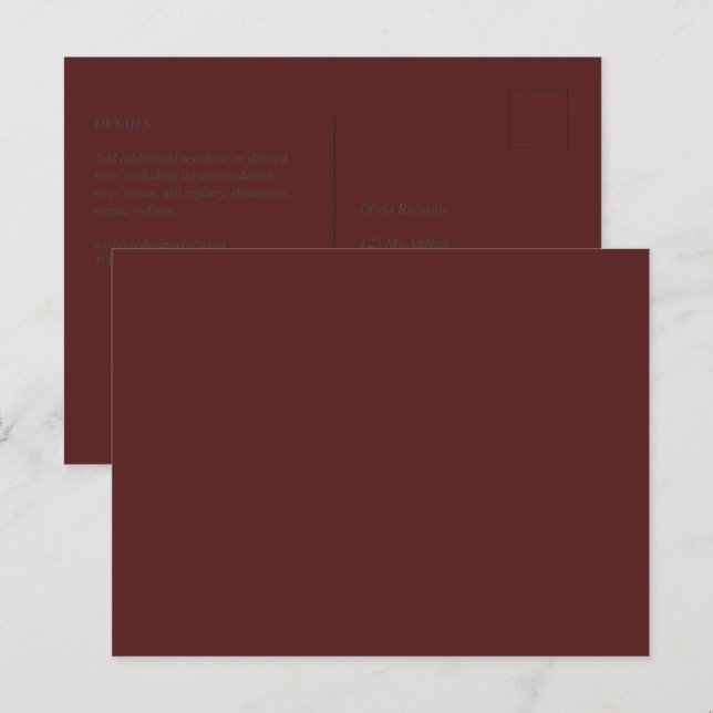 Create Own Elegant Burgundy  Postcard (Front/Back)