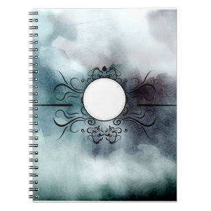 Create Own Goth Misty Blue Watercolor Personalised Notebook