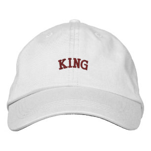 Create Own KING Text Adjustable-Hat White Premium  Embroidered Hat