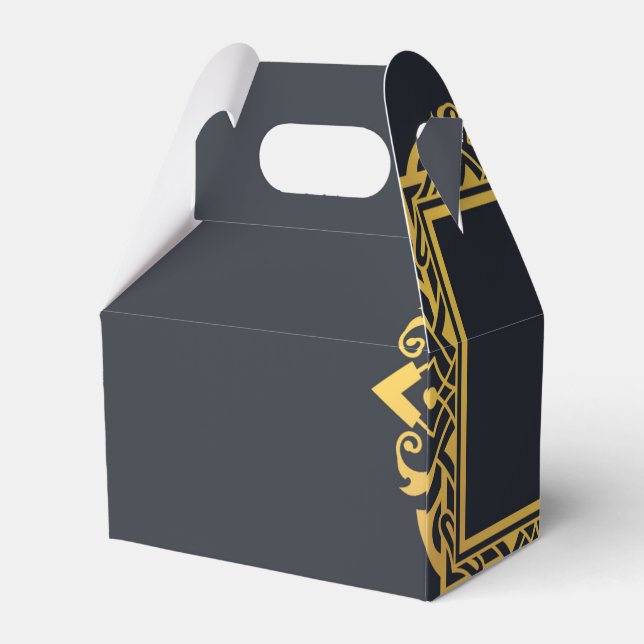Create Own Monogram Elegant Grey Gold Personalised Favor Box (Back Side)