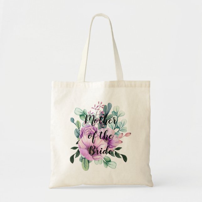 Create Own MOTHER of BRIDE GROOM Gift Named Floral Tote Bag (Front)